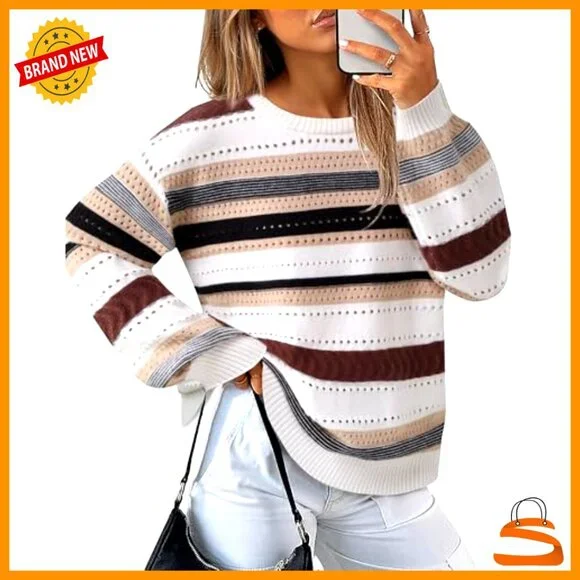 Cozy Lantern Sleeve Pullover Sweater, Fair Isle Knit, Loose Fit, Fall Winter - Picture 2 of 7